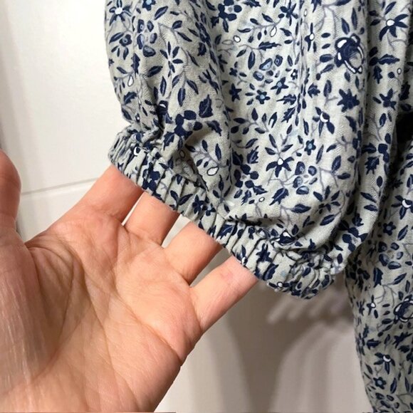 Madewell Blue Jeanette Crop Peasant Top Florentine Floral Size Small - Picture 6 of 16